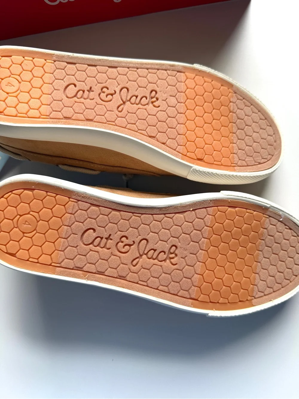 Cat & Jack Kids Tan Suede Moccasins with Cream Laces